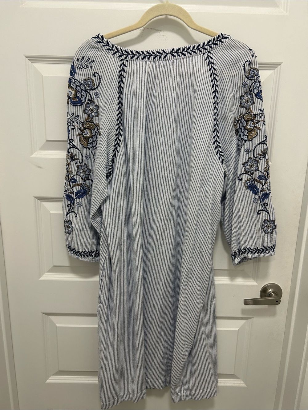 J. Jill Embroidered Striped Tunic Dress Cover-Up Blue White Size XL - Picture 7 of 10